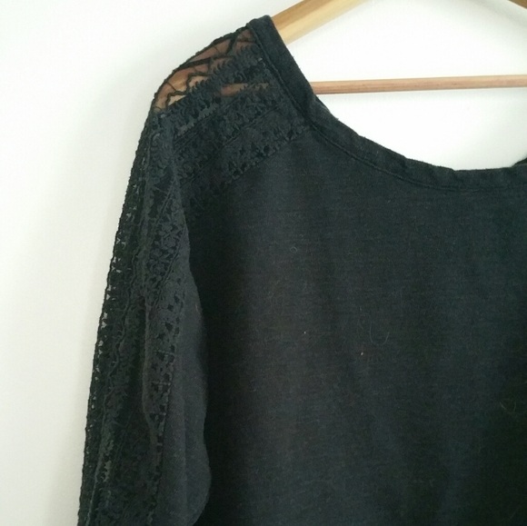 Lace Scoop Neck Sweatshirt - Picture 1 of 5